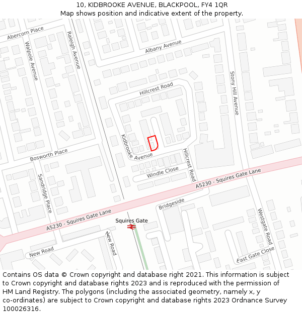 10, KIDBROOKE AVENUE, BLACKPOOL, FY4 1QR: Location map and indicative extent of plot