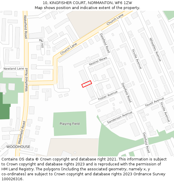 10, KINGFISHER COURT, NORMANTON, WF6 1ZW: Location map and indicative extent of plot