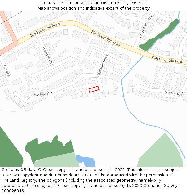 10, KINGFISHER DRIVE, POULTON-LE-FYLDE, FY6 7UG: Location map and indicative extent of plot
