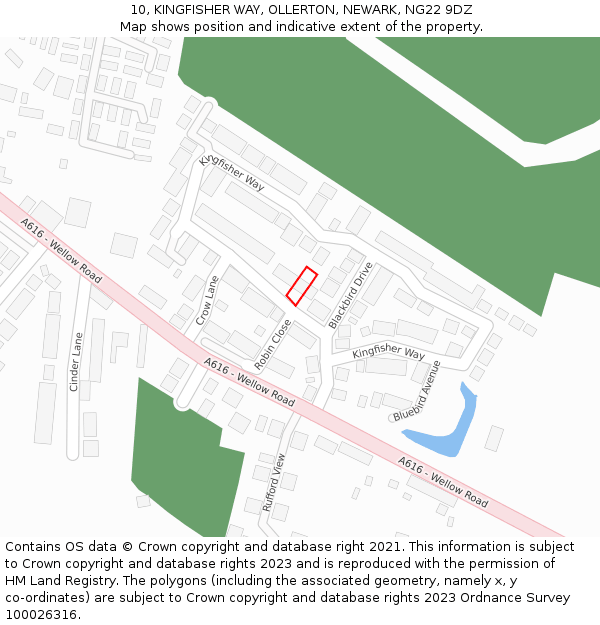 10, KINGFISHER WAY, OLLERTON, NEWARK, NG22 9DZ: Location map and indicative extent of plot