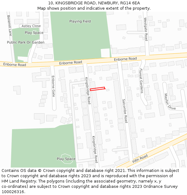 10, KINGSBRIDGE ROAD, NEWBURY, RG14 6EA: Location map and indicative extent of plot