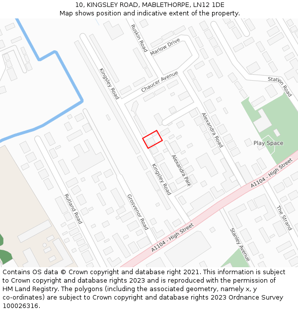 10, KINGSLEY ROAD, MABLETHORPE, LN12 1DE: Location map and indicative extent of plot