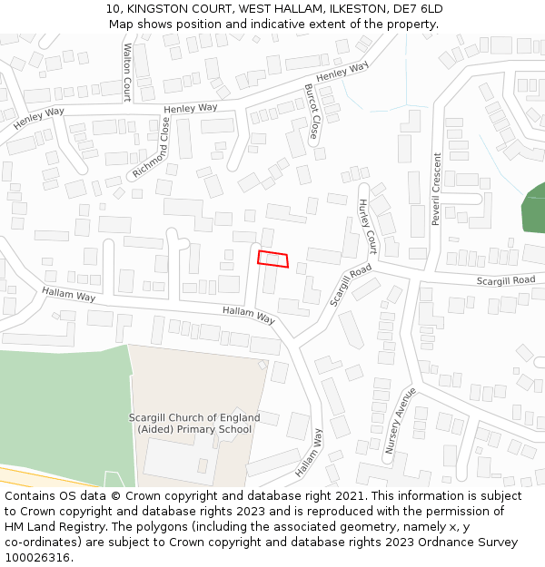 10, KINGSTON COURT, WEST HALLAM, ILKESTON, DE7 6LD: Location map and indicative extent of plot