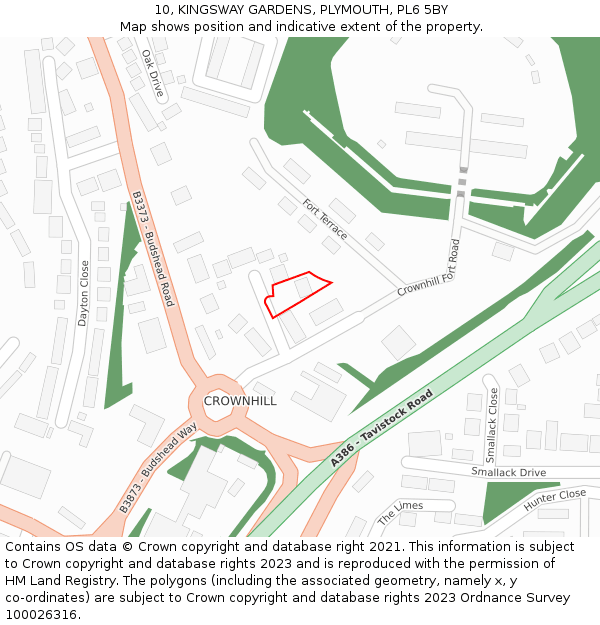 10, KINGSWAY GARDENS, PLYMOUTH, PL6 5BY: Location map and indicative extent of plot