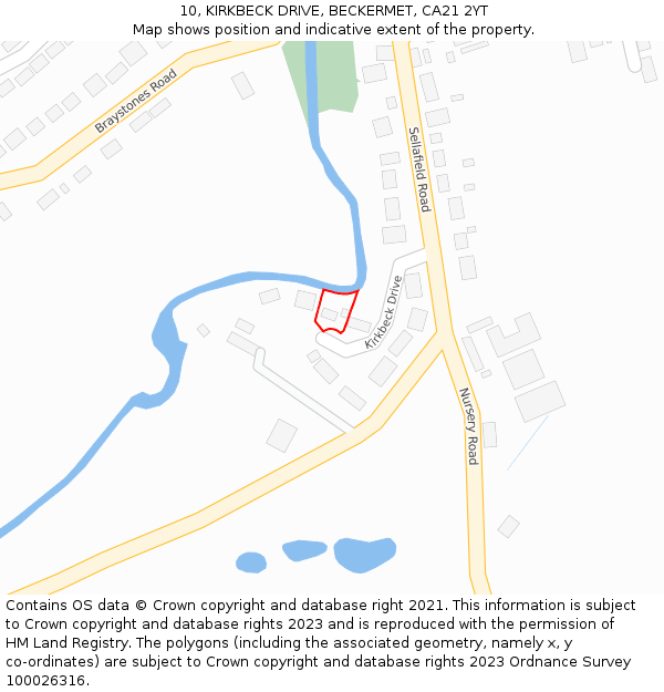 10, KIRKBECK DRIVE, BECKERMET, CA21 2YT: Location map and indicative extent of plot