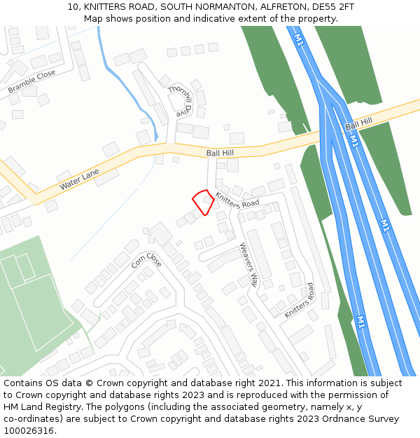 10, KNITTERS ROAD, SOUTH NORMANTON, ALFRETON, DE55 2FT: Location map and indicative extent of plot