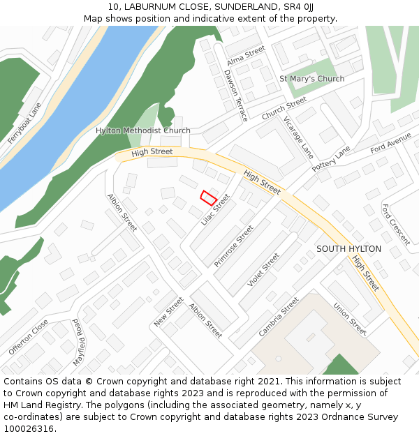 10, LABURNUM CLOSE, SUNDERLAND, SR4 0JJ: Location map and indicative extent of plot