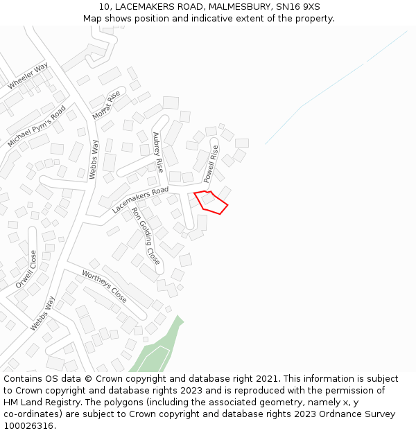 10, LACEMAKERS ROAD, MALMESBURY, SN16 9XS: Location map and indicative extent of plot