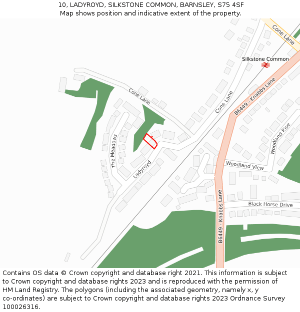 10, LADYROYD, SILKSTONE COMMON, BARNSLEY, S75 4SF: Location map and indicative extent of plot