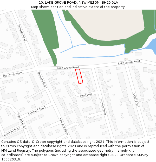 10, LAKE GROVE ROAD, NEW MILTON, BH25 5LA: Location map and indicative extent of plot