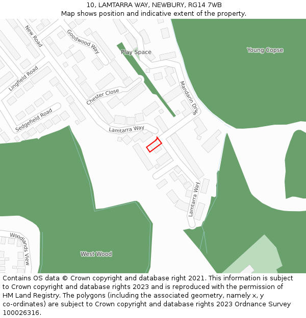 10, LAMTARRA WAY, NEWBURY, RG14 7WB: Location map and indicative extent of plot