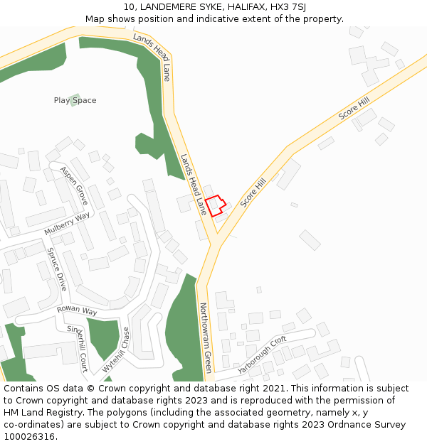 10, LANDEMERE SYKE, HALIFAX, HX3 7SJ: Location map and indicative extent of plot