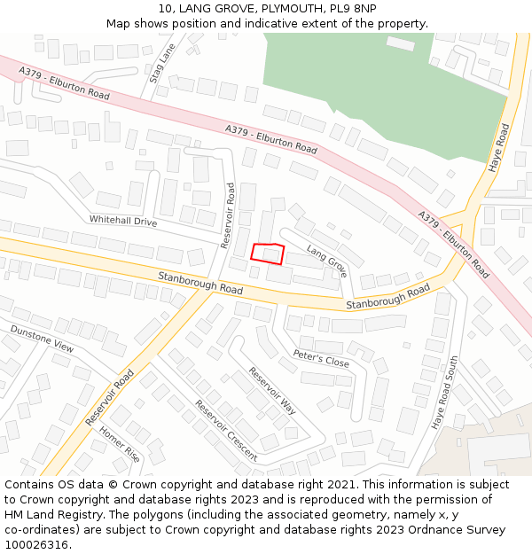 10, LANG GROVE, PLYMOUTH, PL9 8NP: Location map and indicative extent of plot