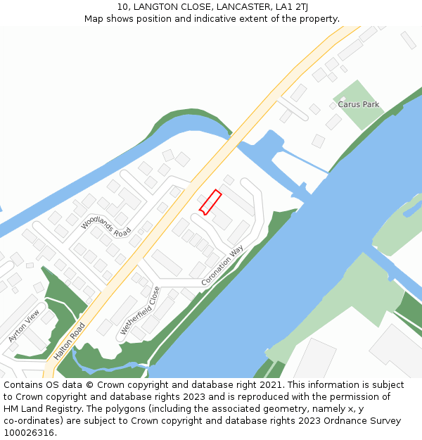 10, LANGTON CLOSE, LANCASTER, LA1 2TJ: Location map and indicative extent of plot