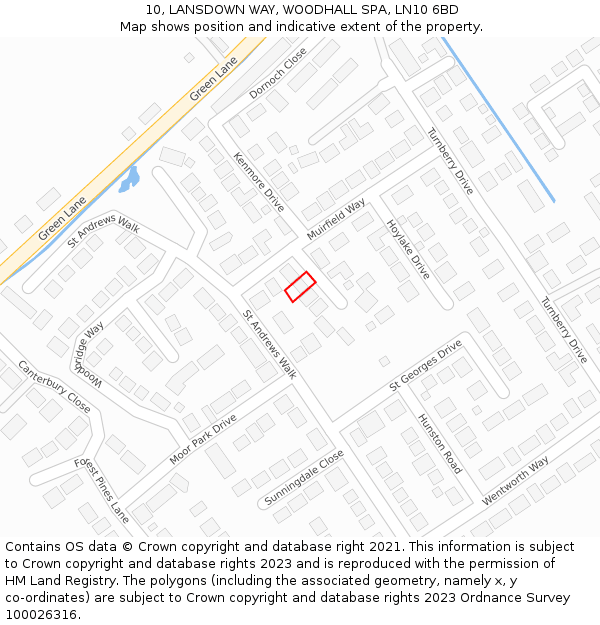 10, LANSDOWN WAY, WOODHALL SPA, LN10 6BD: Location map and indicative extent of plot