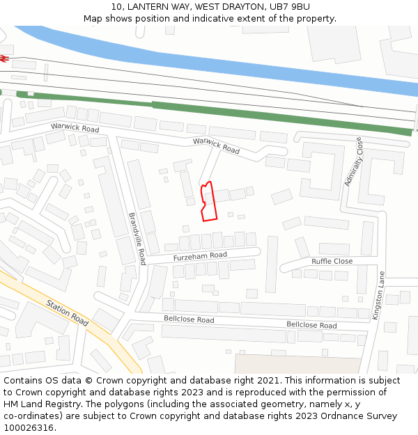 10, LANTERN WAY, WEST DRAYTON, UB7 9BU: Location map and indicative extent of plot