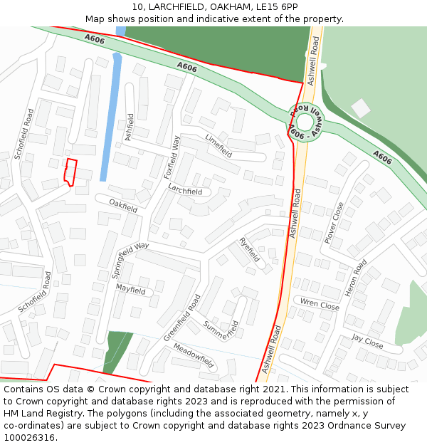 10, LARCHFIELD, OAKHAM, LE15 6PP: Location map and indicative extent of plot