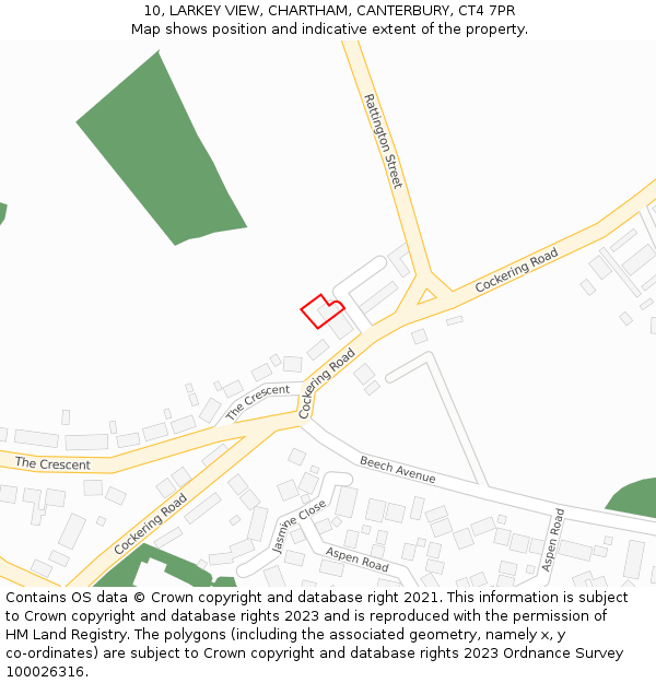 10, LARKEY VIEW, CHARTHAM, CANTERBURY, CT4 7PR: Location map and indicative extent of plot