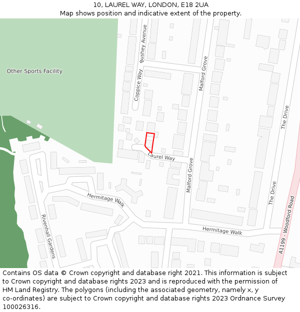 10, LAUREL WAY, LONDON, E18 2UA: Location map and indicative extent of plot