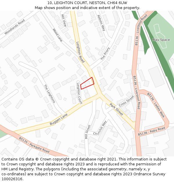 10, LEIGHTON COURT, NESTON, CH64 6UW: Location map and indicative extent of plot