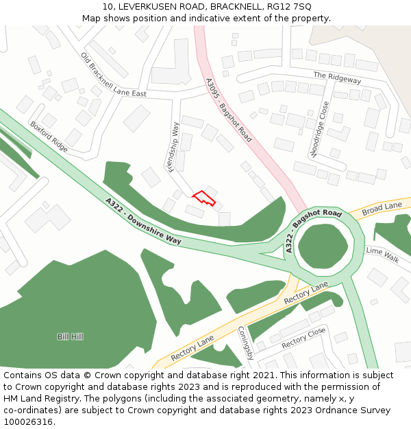10, LEVERKUSEN ROAD, BRACKNELL, RG12 7SQ: Location map and indicative extent of plot