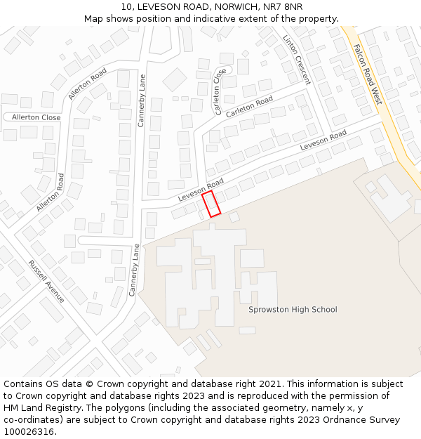10, LEVESON ROAD, NORWICH, NR7 8NR: Location map and indicative extent of plot