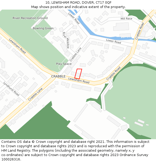 10, LEWISHAM ROAD, DOVER, CT17 0QF: Location map and indicative extent of plot