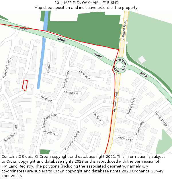 10, LIMEFIELD, OAKHAM, LE15 6ND: Location map and indicative extent of plot