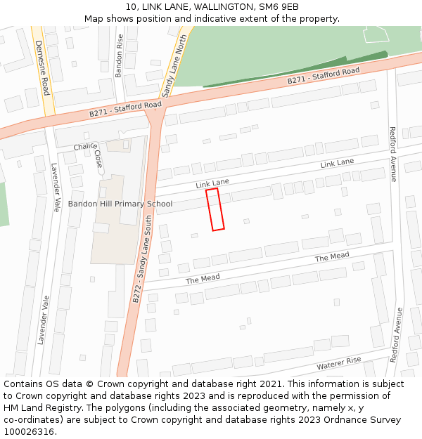 10, LINK LANE, WALLINGTON, SM6 9EB: Location map and indicative extent of plot