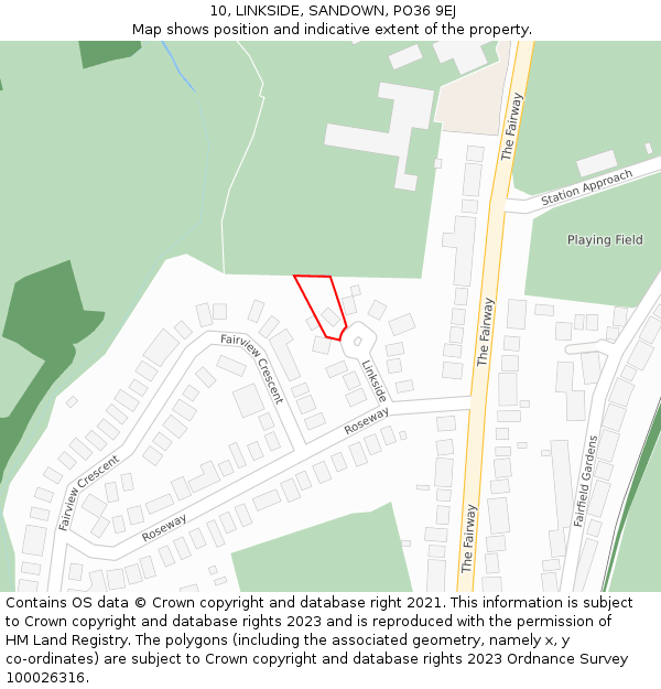 10, LINKSIDE, SANDOWN, PO36 9EJ: Location map and indicative extent of plot