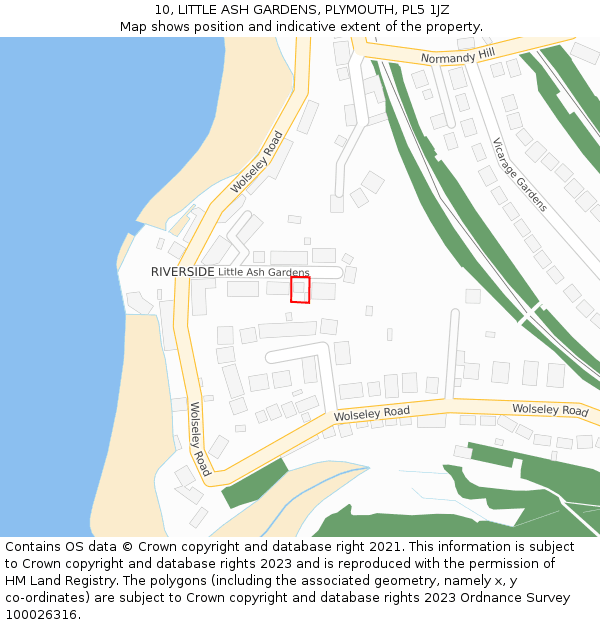 10, LITTLE ASH GARDENS, PLYMOUTH, PL5 1JZ: Location map and indicative extent of plot