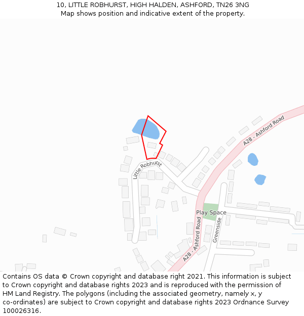 10, LITTLE ROBHURST, HIGH HALDEN, ASHFORD, TN26 3NG: Location map and indicative extent of plot