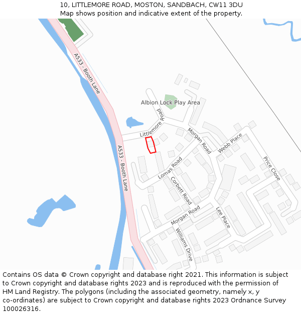 10, LITTLEMORE ROAD, MOSTON, SANDBACH, CW11 3DU: Location map and indicative extent of plot