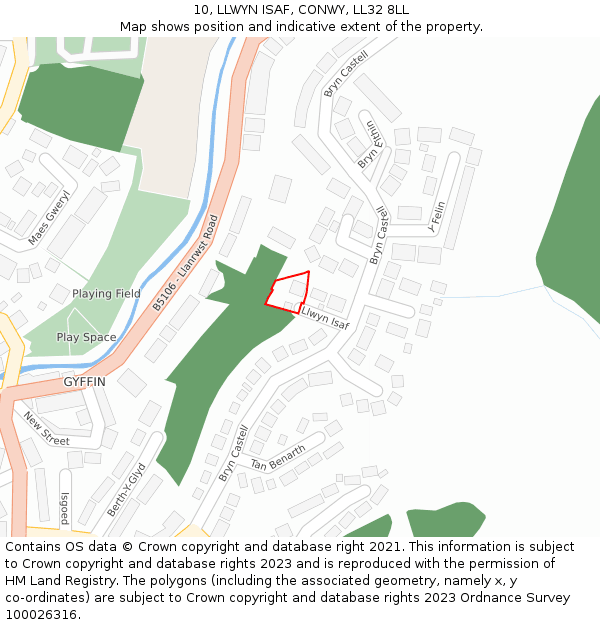 10, LLWYN ISAF, CONWY, LL32 8LL: Location map and indicative extent of plot
