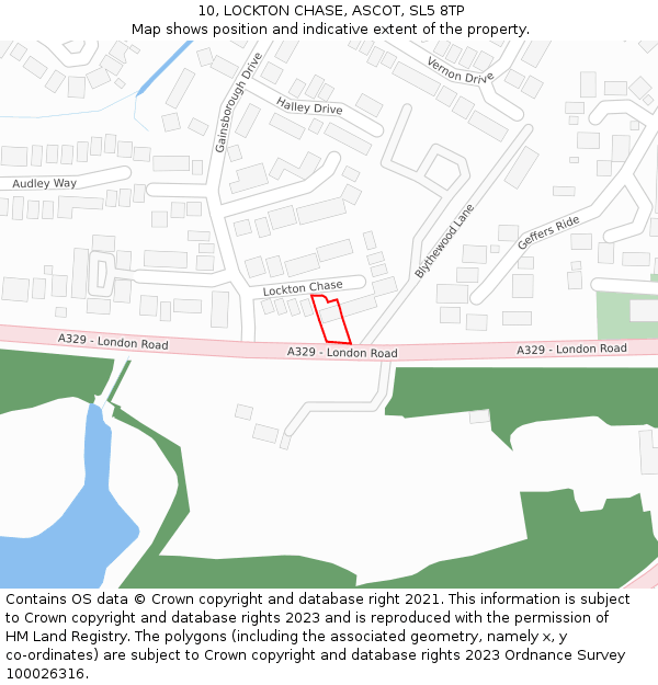 10, LOCKTON CHASE, ASCOT, SL5 8TP: Location map and indicative extent of plot