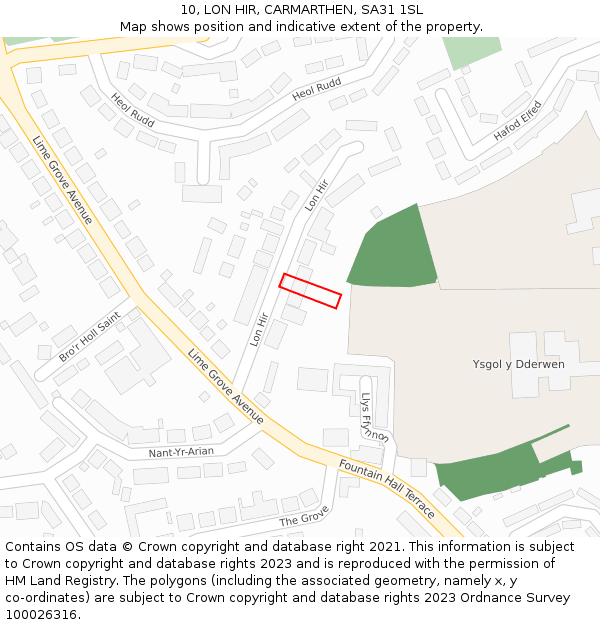 10, LON HIR, CARMARTHEN, SA31 1SL: Location map and indicative extent of plot