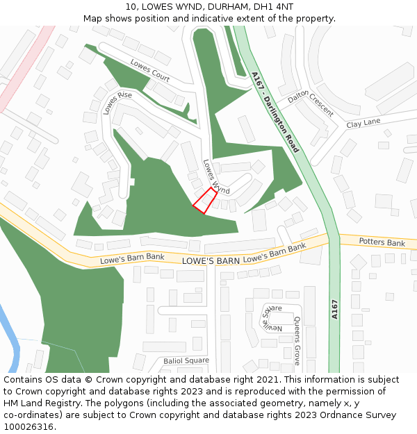 10, LOWES WYND, DURHAM, DH1 4NT: Location map and indicative extent of plot