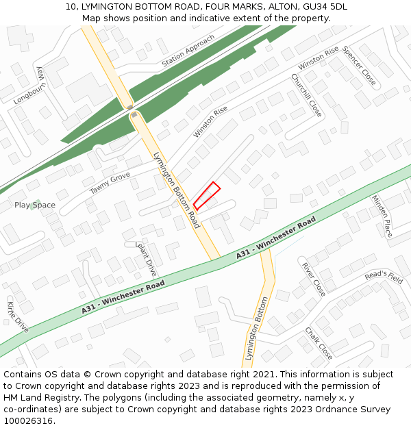 10, LYMINGTON BOTTOM ROAD, FOUR MARKS, ALTON, GU34 5DL: Location map and indicative extent of plot