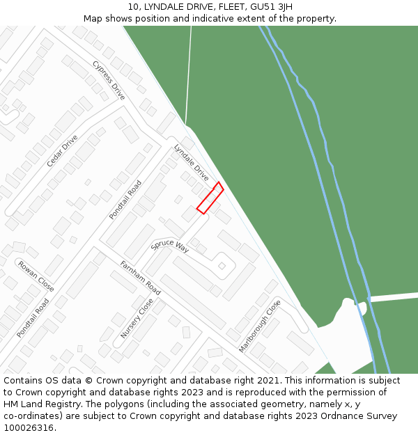 10, LYNDALE DRIVE, FLEET, GU51 3JH: Location map and indicative extent of plot