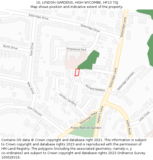 10, LYNDON GARDENS, HIGH WYCOMBE, HP13 7QJ: Location map and indicative extent of plot