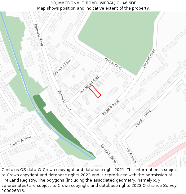 10, MACDONALD ROAD, WIRRAL, CH46 6BE: Location map and indicative extent of plot