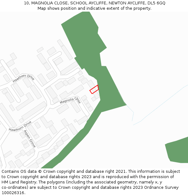 10, MAGNOLIA CLOSE, SCHOOL AYCLIFFE, NEWTON AYCLIFFE, DL5 6GQ: Location map and indicative extent of plot