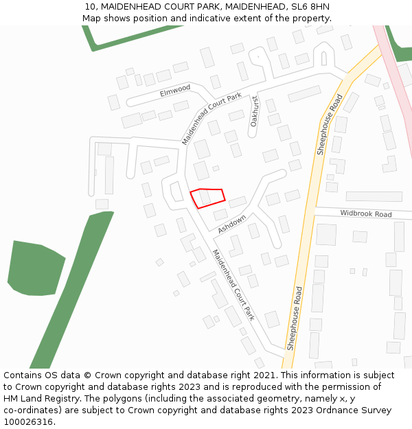 10, MAIDENHEAD COURT PARK, MAIDENHEAD, SL6 8HN: Location map and indicative extent of plot