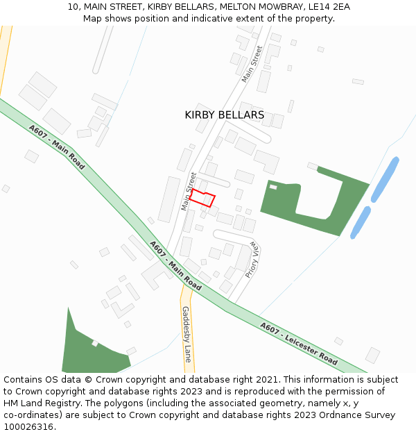 10, MAIN STREET, KIRBY BELLARS, MELTON MOWBRAY, LE14 2EA: Location map and indicative extent of plot