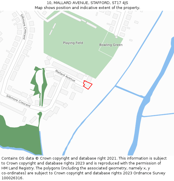 10, MALLARD AVENUE, STAFFORD, ST17 4JS: Location map and indicative extent of plot