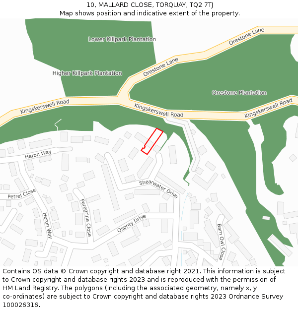 10, MALLARD CLOSE, TORQUAY, TQ2 7TJ: Location map and indicative extent of plot