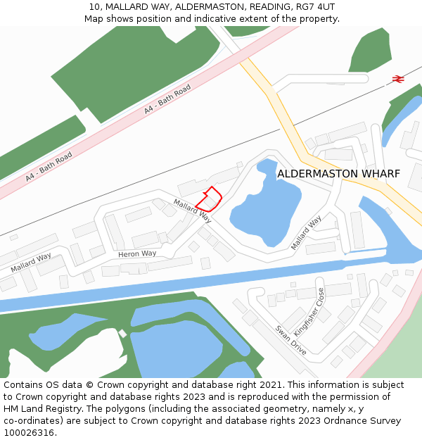 10, MALLARD WAY, ALDERMASTON, READING, RG7 4UT: Location map and indicative extent of plot