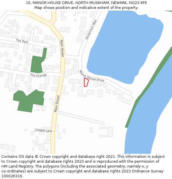 10, MANOR HOUSE DRIVE, NORTH MUSKHAM, NEWARK, NG23 6FE: Location map and indicative extent of plot