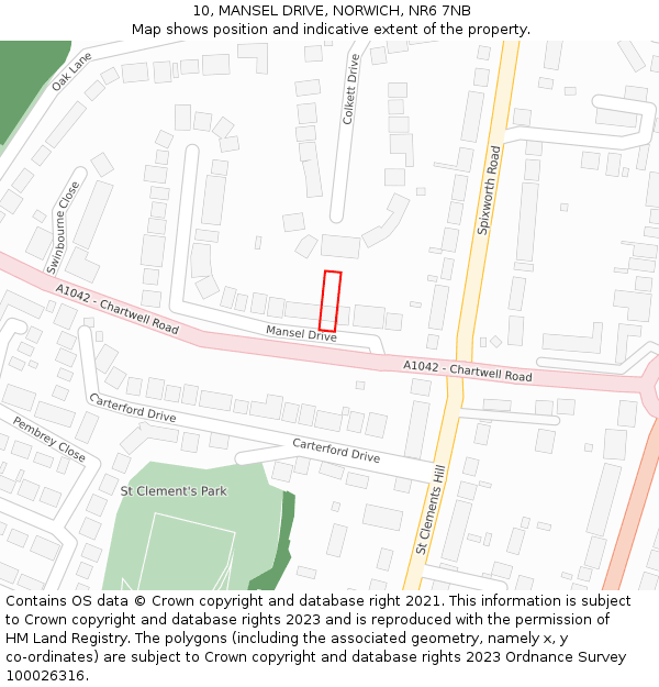 10, MANSEL DRIVE, NORWICH, NR6 7NB: Location map and indicative extent of plot