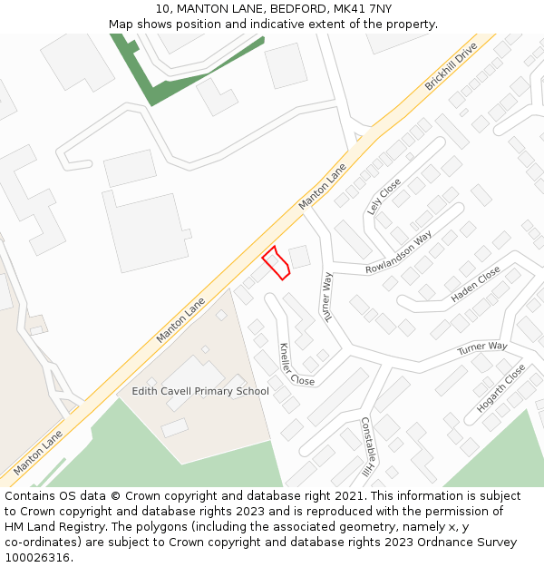 10, MANTON LANE, BEDFORD, MK41 7NY: Location map and indicative extent of plot